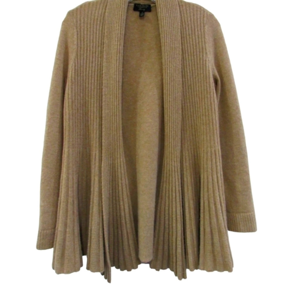 Charter Club Luxury Cashmere Ribbed Knit Open Front Cardigan Womens Old Money